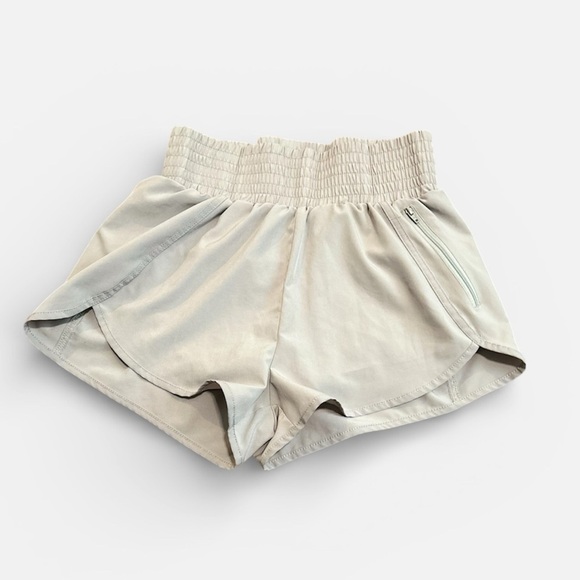 None Pants - Gray High Rise Athletic Shorts Elastic Waist & Zip Pocket Size Small Like New